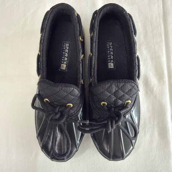 EUC Sperry Waterproof Rubber Quilted Fleece Loafers-Black-Women’s Size 6 - Picture 8 of 10